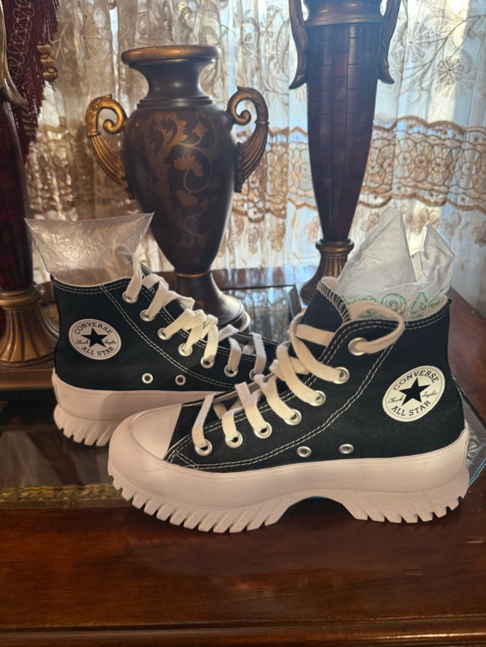 Converse Black & White High-Top Platform Sneakers